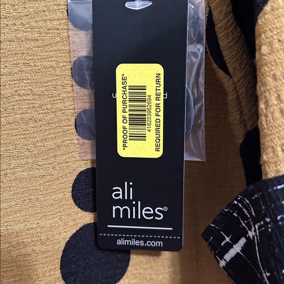 Ali Miles Mustard and Black Polka Dot Button Blazer with Contrast Trim - Picture 2 of 6